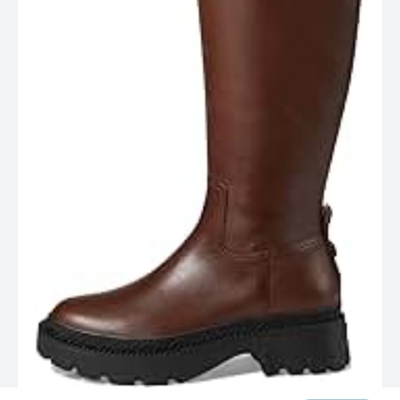 NEW COACH Lilli Leather Lug Sole Riding Platform Boots Sz 6B Walnut #20299953 - Picture 5 of 16